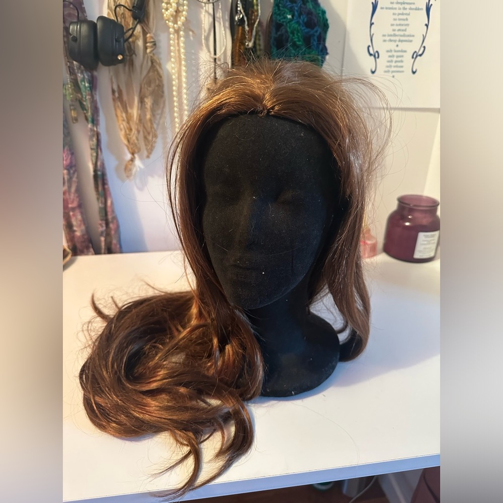 Human Hair Golden/Light Brown Wig